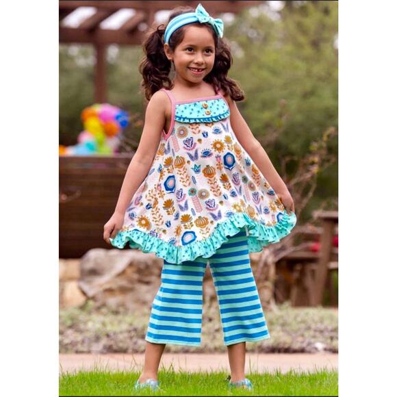 NEW Wildflowers Daydream Believer Blue Stripe Sonic Straightees Capri Knit Pants - Picture 7 of 7